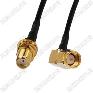 SMA female jack bulkhead to SMA male Right Angle RA pigtail cable RG174 15cm - Picture 1 of 4