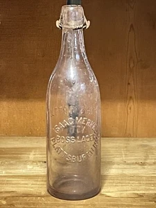 Rare Isaac Merkel’s Boss Lager Blob Top Bottle Plattsburgh NY Purple Tone - Picture 1 of 12