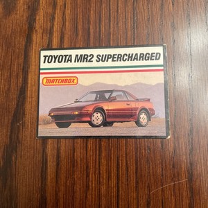 1989 Vintage Matchbox  Car Driver toyota mr2 supercharged Card 1005