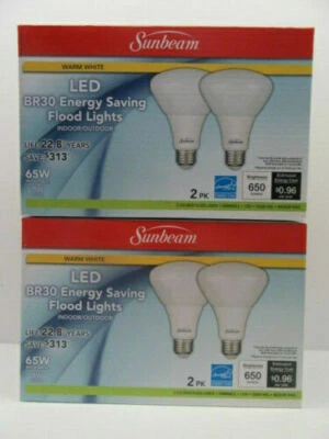 4X Dimmable Sunbeam LED Flood Light Bulbs BR30 65W Replacement Indoor - Image 1 of 4