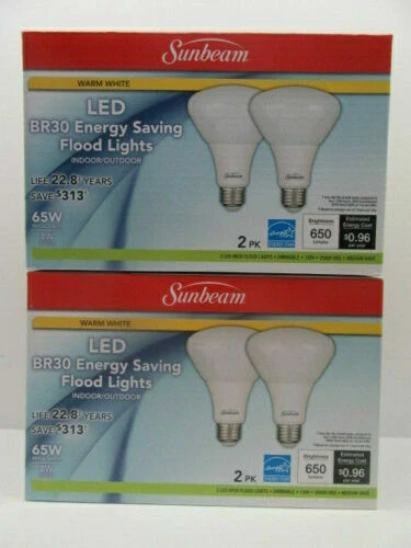 4X Dimmable Sunbeam LED Flood Light Bulbs BR30 65W Replacement Indoor - Image 1 of 4
