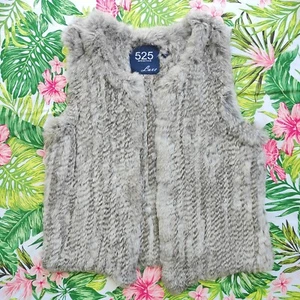 NWOT 525 America Luxe Women's Rabbit Fur Open Front Vest Gray Size XS - Picture 1 of 9