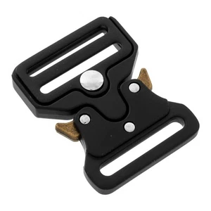 32mm Black Heavy Duty Metal Quick Side Release Buckle Clip Webbing Belt Strap - Foto 1 di 3