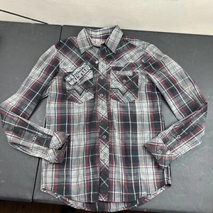 Affliction CONTEND Red Black Premium Long Sleeve Button Shirt Mens Small NWT - Picture 1 of 9