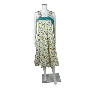 Vintage 40s Cowboy Dress Women's Extra Small Novelty Print Cotton Feed Sack - Picture 1 of 12