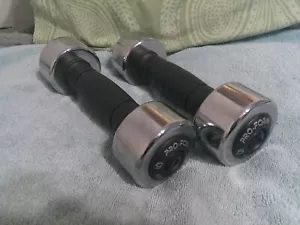PROFORM 5 LB Dumbbell Set - 10 pounds total - Pro Form - Rubber Grip - Chrome - Picture 1 of 5