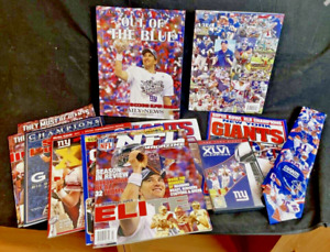 Lot of NFL Super Bowl Champions NY Giants Magazines Books Tie Pin Calendar DVD
