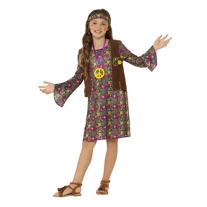 Flower Power Kleid Hippie Kleid Mädchen Blumenmädchen Outfit Kostüm S 4-6 Jahre - Bild 1 von 4