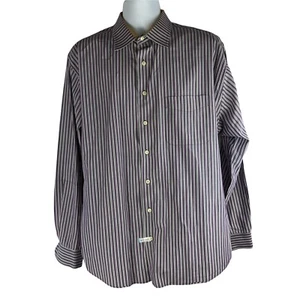 Mine Milan Men's Long Sleeve Cotton Striped Casual Shirt Contrast Flip Cuff XL - Picture 1 of 6