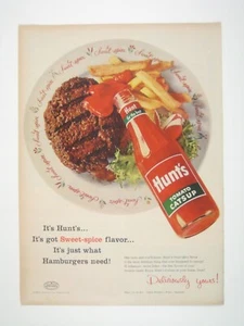 Hunts Vintage 1956 Print Ad Tomato Catsup Sweet Spice Advertising Kitchen Decor - Picture 1 of 2
