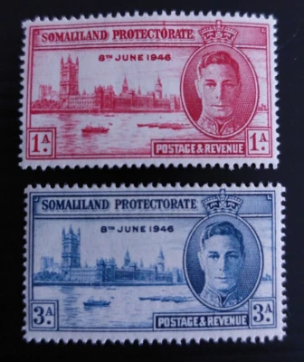 SOMALILAND PROTECTORATE Stamps - 1946 Victory Issue - SG 117-118 - MNH - Image 1 of 2