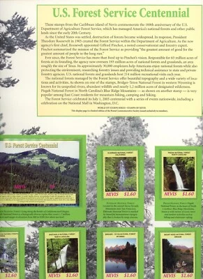 Postal Commerative Society World of Stamps Forest Service Centennial- Nevis - Image 1 of 3