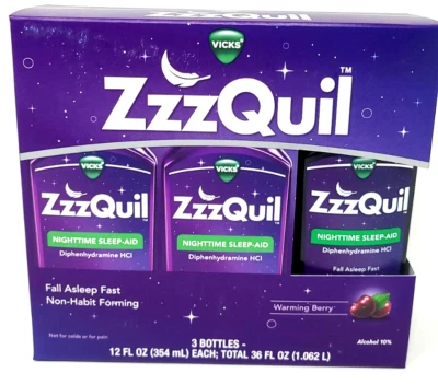 ZzzQuil Nighttime Sleep-Aid Liquid, Berry, 12 fl. oz., 3 pk EXP 6/2026 - Image 1 of 3
