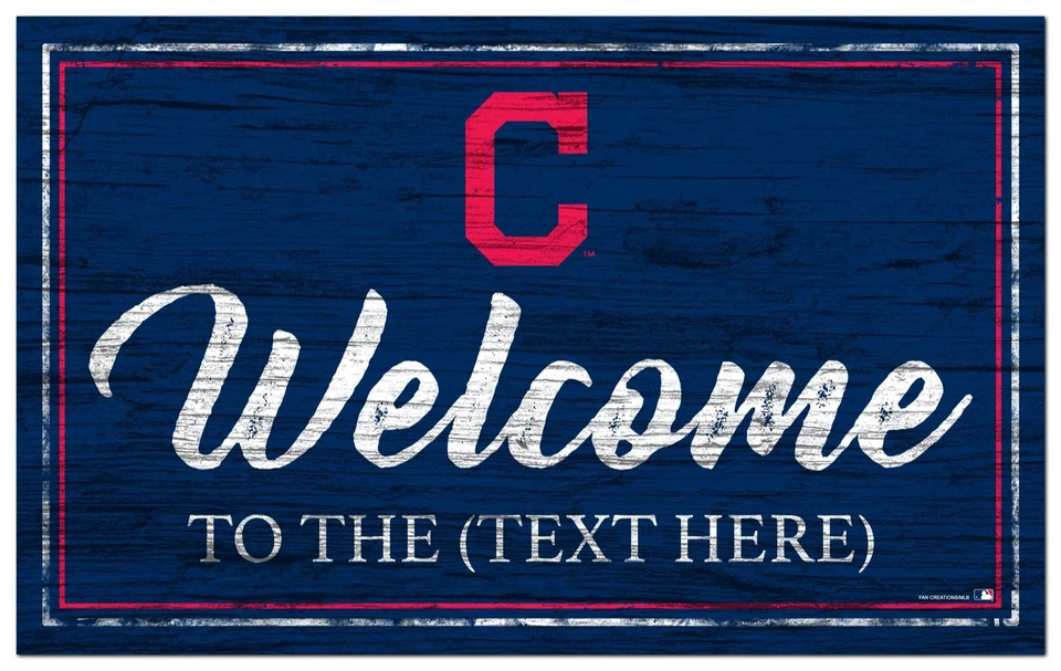 Cleveland Guardians Personalized Sign Team Color Welcome Sign 19x11 - Image 1 of 1