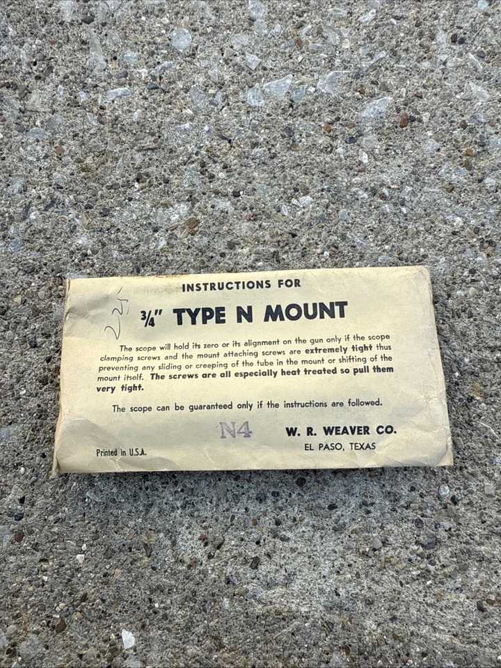 Weaver N4 3/4” Side Scope Mount Type N NOS in Package - Image 1 of 1