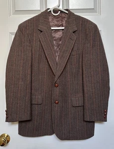 Vintage Men’s Blazer Size 40R 100% Pure Wool Houndstooth Style Tweed Full Lined - Picture 1 of 8