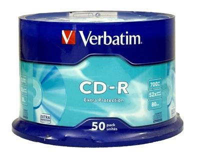 50 Verbatim Blank CD-R CD Datalife Extra Protection 700MB 52x 80Mins Discs - Image 1 of 4