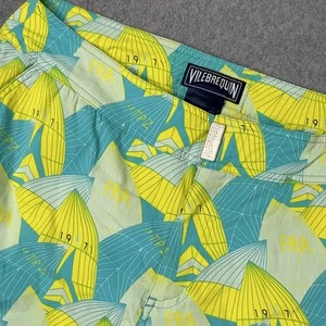 Vilebrequin Board Shorts Mens L Blue Yellow Geometric Print Swim Trunk Lined - Picture 1 of 9