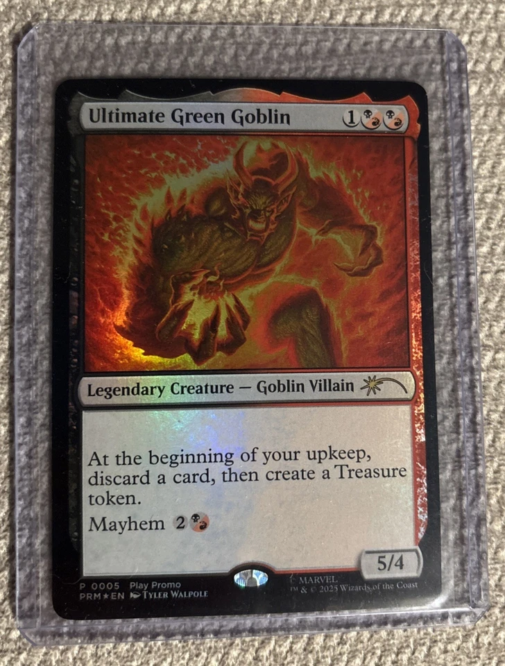 mtg Ultimate Green Goblin Super Rare FOIL Specification Champion Play Promo - Image 1 of 4