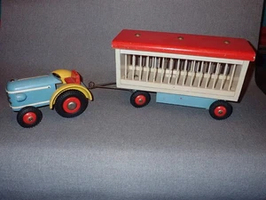 Steiff Traveling Zoo Wood Tractor Hedo Animal Cage Trailer Smaller 20" Set - Picture 1 of 10