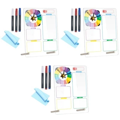  3 Sätze Acryl-Memo-Schreibtafel, transparente Memotafel mit Uhr, - Bild 1 von 4