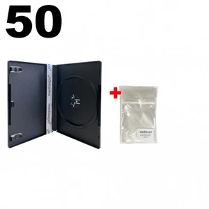 50 estuches PREMIUM ESTÁNDAR negros individuales para DVD 14 MM (100% material nuevo) y 100 bolsas - Imagen 1 de 7