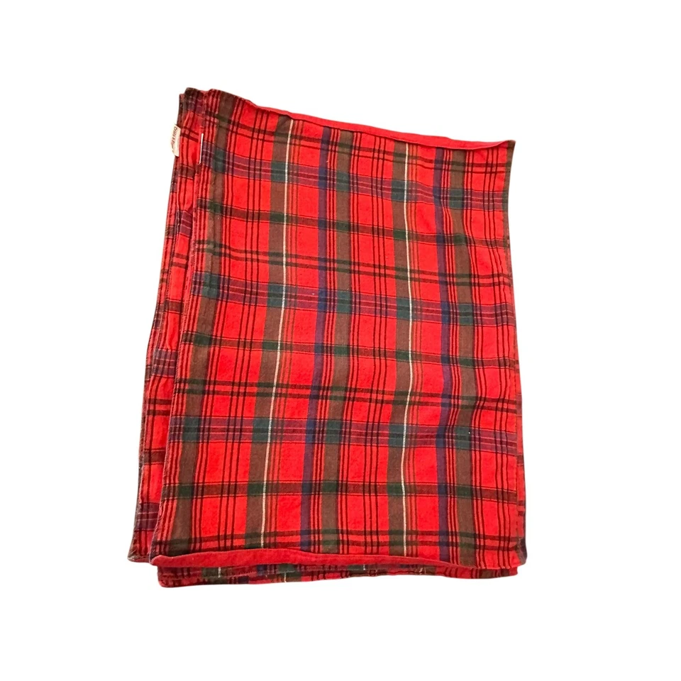 Crate & Barrel Plaid Throw Blanket Red Green Blue Holiday Cozy Home Decor Accent - Image 1 of 4