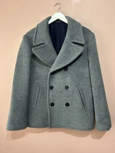 Marks & Spencer Best Of British Grey Wool Cooper & Stollbrand Pea Coat Size L - Picture 1 of 5