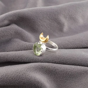 Grüner Amethyst Edelstein 925 Sterling Silber Handarbeit Ring Schmuck Geschenk für Frauen - Bild 1 von 2