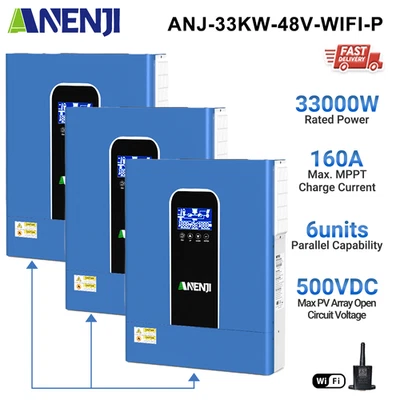 ANENJI 11KW 22KW 33KW 48V Hybrid Solar Wechselrichter On / Off Grid Inverter MPPT 160A