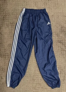 VTG Y2K Adidas Mens Blue Lined Windbreaker Track Pants Striped Size Medium - Picture 1 of 6