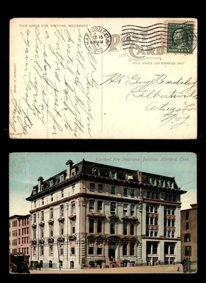 Mayfairstamps US 1910 Hartford to Gilbertsville NJ Fire Ins Bldg Postcard aau_65 - Image 1 of 2