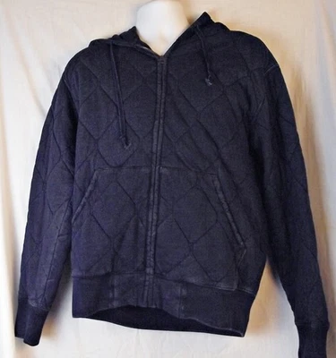 RRL Double RL Ralph Lauren Mens Jerey Indigo Blue Distressed Quilted Hoodie Med - Image 1 of 4