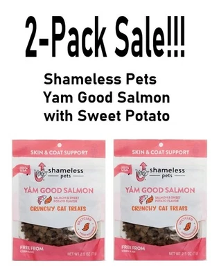 2-Pack Shameless Pets Yummy Crunchy Cat Treats Yam Good Salmon Sweet Potato