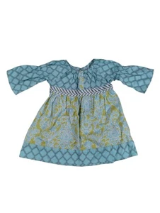 Serendipity By Shrimp And Grits Girls Dress Size 5 Blue Yellow Peasant Petals - Picture 1 of 12