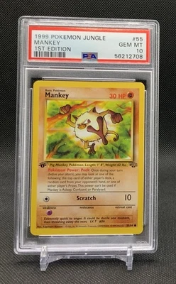 PSA 10 Pokémon 1999 Mankey 1st Edition Jungle #55 Gem Mint - Image 1 of 2