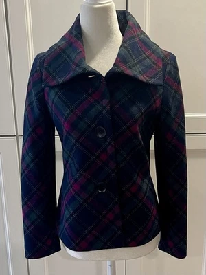 Talbots Women’s Petite 2P Multi Color Plaid Wool Blend Jacket Button & ZipFront - Image 1 of 4