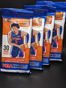 4x 2021-22 Panini NBA Hoops Cello Fat Pack - 30 Cards, Teal & Orange Explosion