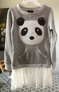 Siva deluxe seventy Panda Bear Long Sleeve Gray White Sweater Dress Size S (5-6) - Picture 1 of 6