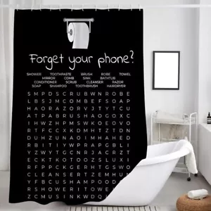 Funny Bathroom Decor Shower Curtain Balck and White Bath Curtain Fun Bathroom... - Picture 1 of 4