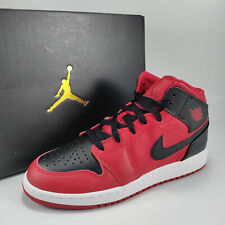 Jordan Youths 1 Mid GS Reverse Bred Sneakers Gym Red / Black / White SZ 6 Y NEW