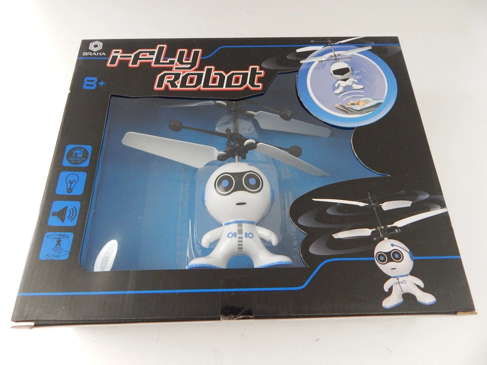 BRAHA i-Fly Robot Flying Helicopter White/Blue New - Image 1 of 1