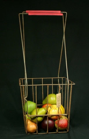 PD Home Primitive Style Large Standing Wire Harvesting Orchard Basket New Cover