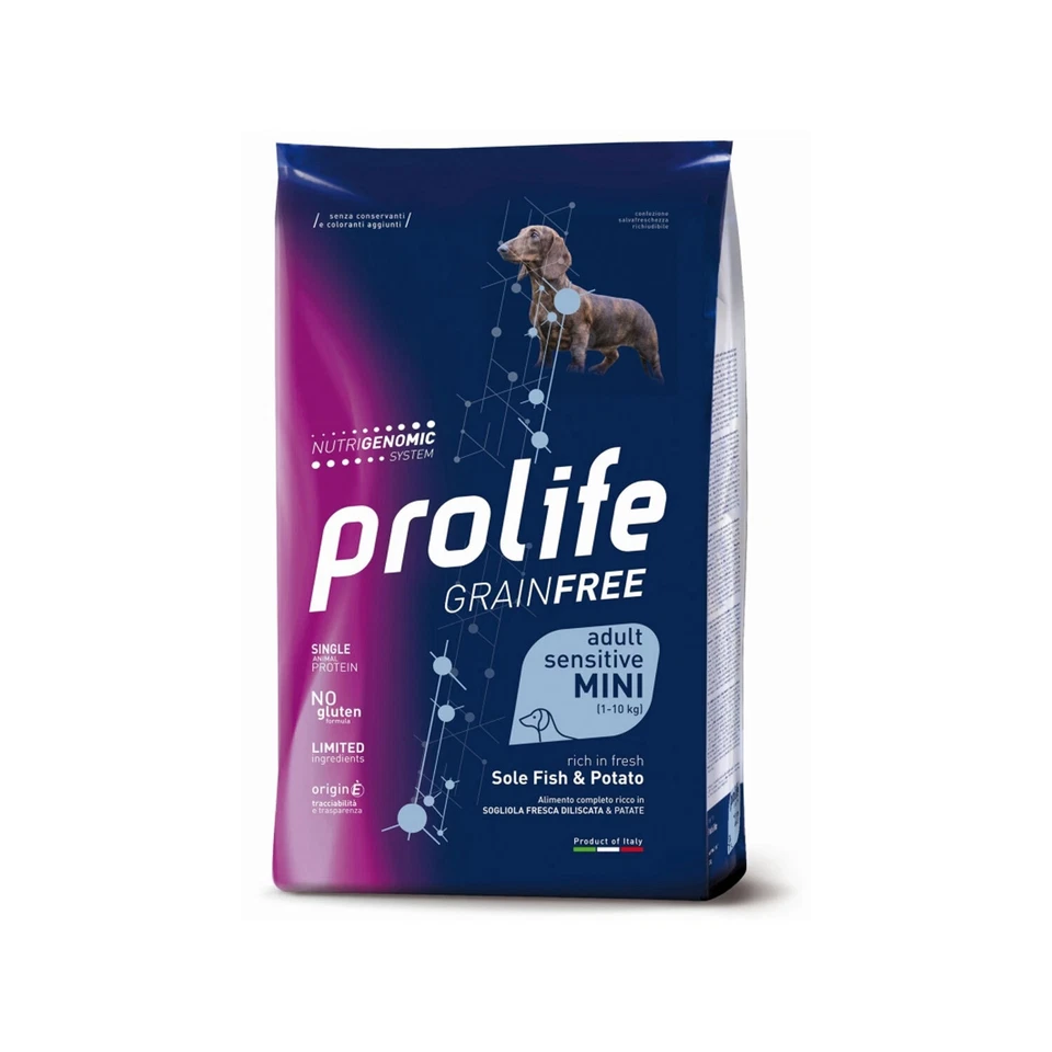 Prolife Grain Free Adult Sensitive Sogliola Patate Mini Cani Adulti Tag. Piccola - Immagine 1 di 1