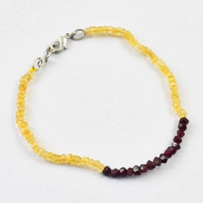 Faceted 30.00 Cts Earth Mined 7" Red Garnet & Citrine Beads Bracelet JK 26E209 - Image 1 of 2