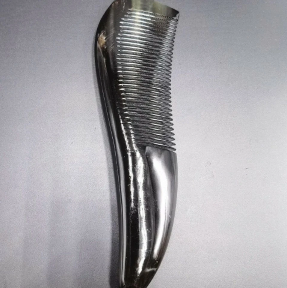 Xi Shi - Peine de cuerno de búfalo negro natural anticaspa tallado a mano (L) Foto 1 de 1