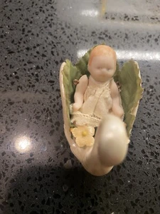 Neat Old Antique German All Bisque Miniature Dollhouse Candy Baby Doll Lace - Picture 1 of 7