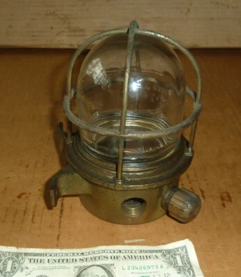 Vintage Brass Cage Ship Light,Wall,SIDE SWITCH,P9-S-3129-L,Old Nautical Hardware - Image 1 of 4