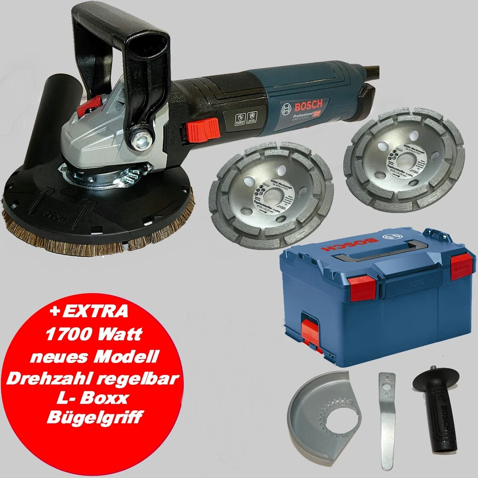 Betonschleifer Sanierfräse BOSCH WINKELSCHLEIFER SET 1700W/125mm  Bügel/L-Boxx  - Bild 1 von 4