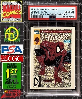 1991 Marvel Comic Images First Covers II - #87 Spider-Man - PSA 10 GEM MINT POP4 - Image 1 of 4